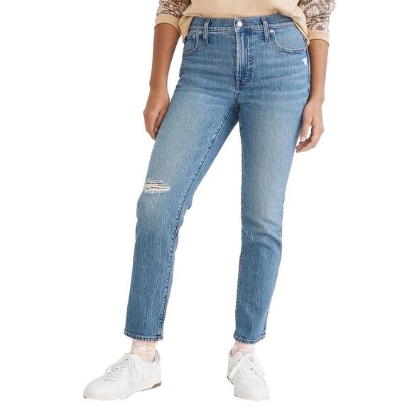 MADEWELL Perfect Vintage Jeans High-Rise Jeans Ainsdale Wash Size 28 Distressed - Picture 1 of 10
